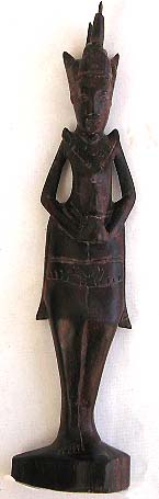 Black praying man statue abstract carving, made of tropical hard wood 