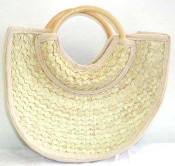 rattan fashion handbag with wooden handle, assorted color randomly pick 
