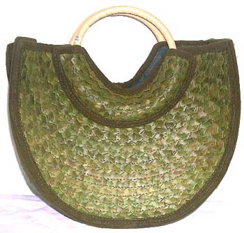 rattan fashion handbag with wooden handle, assorted color randomly pick 