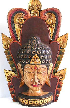 Color painting Indonesia buddha head statue