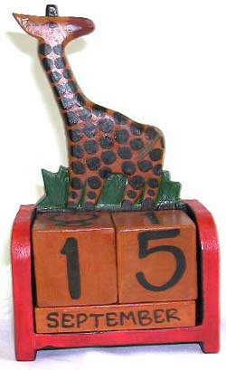 Giraffe design wooden calender
