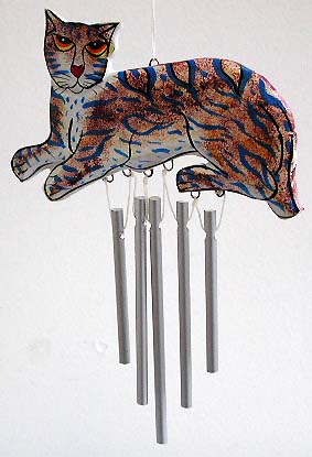 Brown wooden cat fashion windchime