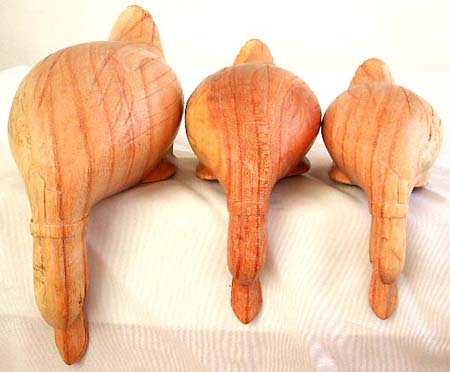 Tropical wood made of duck family set abstract carving, 3 pieces per set 
