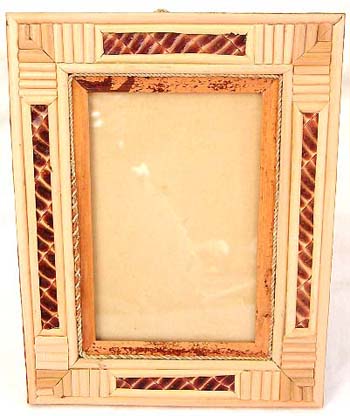 Bamboo strip around edge large rectangular wooden photo frame