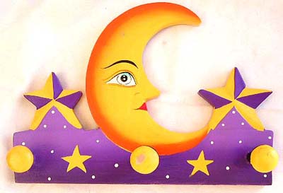 Purple celestial moon star wooden hanger