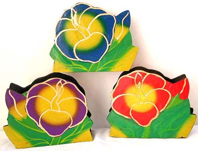 Color painting wooden flower napkin holder, assorted color randomly pick