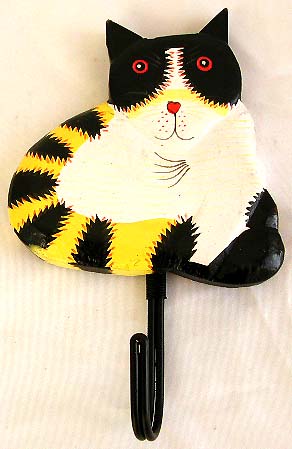 Color painting wooden cat hook
