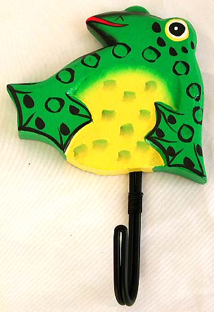 Wooden green frog single hook