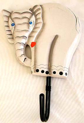 White elephant wooden hook hanger