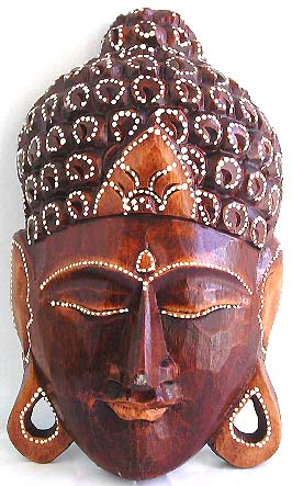 Deep brown Indonesia buddha head mask