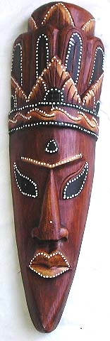 Deep brown long face mask with crown top and a black dot on forehead