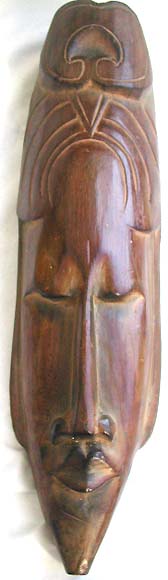 Wooden handmade craft home wall decor wholesaler supply long nose brown wooden lady face mask wuth sharp chin