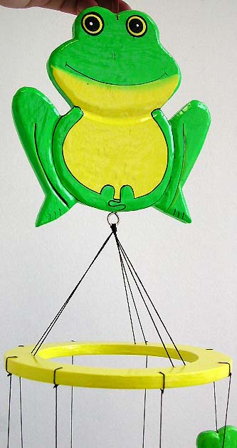 Green frog wooden mobile 