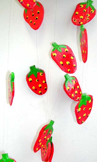 Red strawberry wooden mobile 