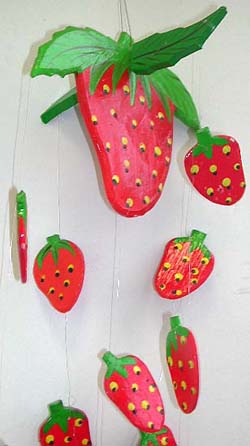 Red strawberry wooden mobile 