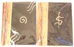 Assorted mystic symbol design black sand cover fashion notebook with rope, made of natural banana leaf, mulberry papers, recycling paper etc., randomly pick