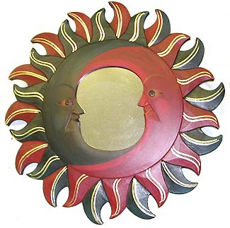 ying yang sun moon wall hanging decorative mirrors - American and European and Asian antique furniture and home furnishings.