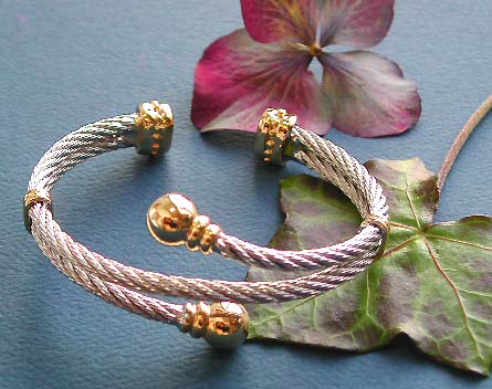 Wholesale bangle cuff,  trendy jewelry of gold silver tones twisted rope bangle cuff bracelet