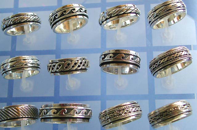 Wholesale designers inspired jewelry, assorted design wide band 925. sterling silver spinning ring