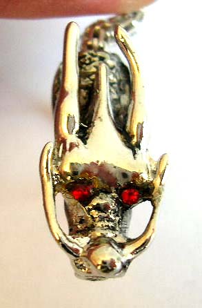Fashion slave ring in mystic dragon pattern design with mini red cz embedded on eyes         