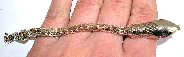 Fashion slave ring in snake pattern design with mini red cz embedded on eyes          