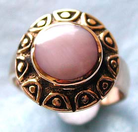 Bronze ring wholesale distributor direct offering bronze ring with genuine mother of pearl seashell inlaid