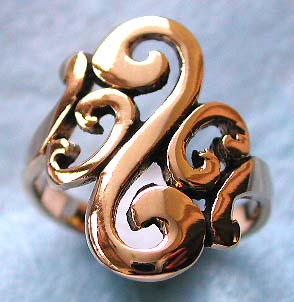 Jewelry store web site supplier wholesale bronze ring with carved-out spiral pattern decor in middle