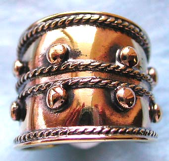 Body art jewelry supplier direct wholesale shield shape bronze ring with dot rope pattern decor