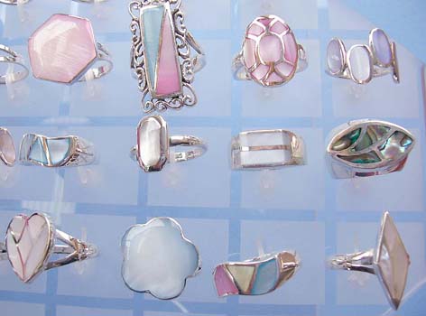 wholesale silver jewelry, 925. sterling silver ring encrusted with seashell